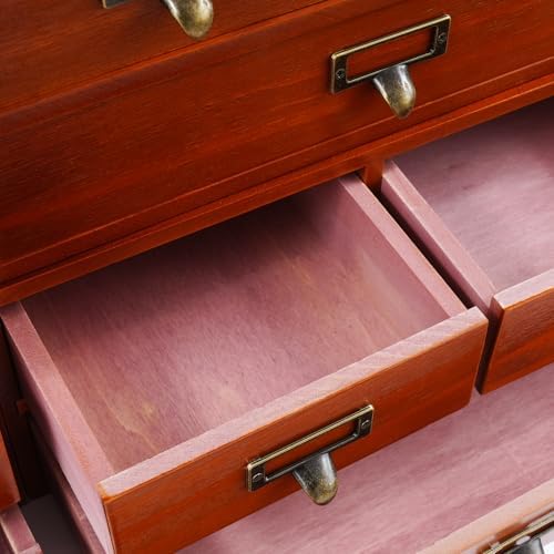 4-Piece Desktop Drawers Stackable Wood Desktop Cabinet with 3 Drawers Tabletop Storage Organization Box Drawer Cabinet for Bedrooms, Offices, Dormitories, Kitchens (Brown) - Image 5