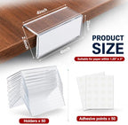 Thyle 50 Pcs Rigid Acrylic Shelf Label Holders 2 x 4 Inch Clear L-Shape Desk Name Plate & Tabletop Price Sign Stand with Sticky Dots, Library Supplies Retail Tags for Bakery Store - Image 4