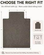 Funwheat Office Chair Mat with Lip for Hard Floors, 36 x 48 in, Espresso - Image 2