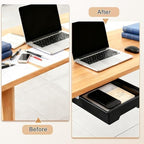 2 Pack 10.91"x 8.23" Under Desk Drawer Storage Organizer, Durable PC Material Self-Adhesive with Slide Out Rail, Hidden Hanging Desk Drawer for Office Supplies, Stationery, No Drilling Install, Black - Image 5