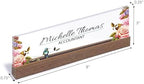 ARTBLOX | Office Personalized Name Plate Flower with Bird Design On Clear Acrylic Glass for Desk with Business Card Holder - Image 3
