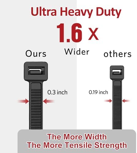 Zip Ties Heavy Duty 18 inch (500 Pack), Heavy Duty Cable Ties with 120 lb Tensile Strength for Outdoor Use, Black Wire Ties, Paloka - Image 2