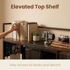 Desk Shelf Organizer with Pegboard & Hooks, Desk Hutch for Computer Monitor, Multi-Tier Wood Desktop Bookshelf Display Rack for Home Office Dorm Room (Vintage Brown, 38.6‘’) - Image 4