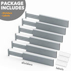 SpaceAid Bamboo Dresser Drawer Dividers 6 Pack, 4.65“ High Adjustable 17“-22” Drawer Organizers, Expandable Organization for Clothing, Clothes, Dressers, Gray - Image 7