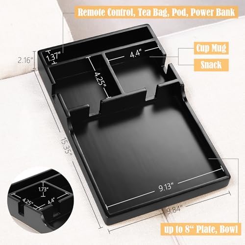 Nnewvante Couch Trays with Cup Holders Insert on Sectionals, Black - Image 2