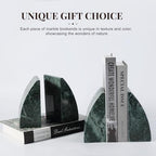Koville Marble Bookends for Shelves, 8Lbs Large Stone Bookends for Heavy Books, Non-Slip Heavy Duty Book Stopper, Modern Decorative Book Ends for Bookshelf Table Home Decor(Green) - Image 6