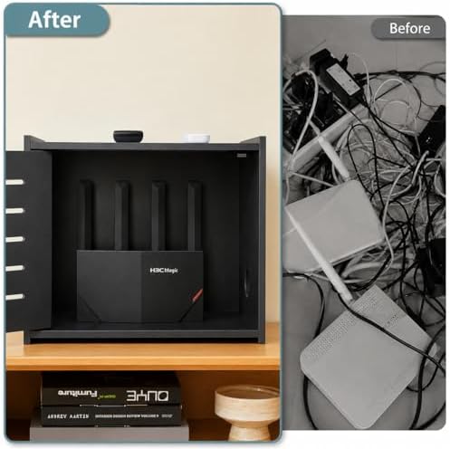 WiFi Router Storage Cabinet, Router Cabinet-(Black) - Image 5