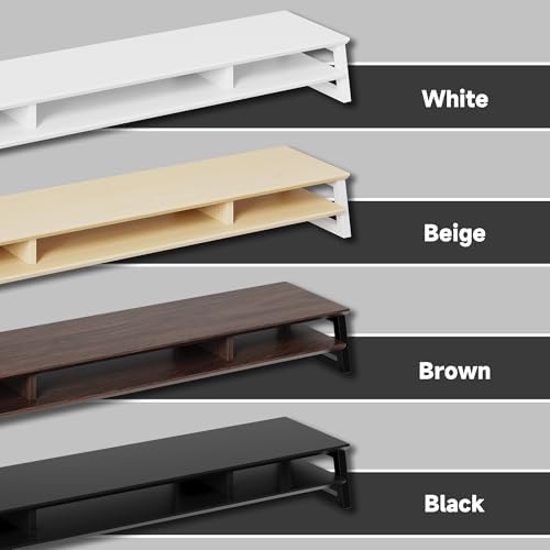 Dual Monitor Stand Riser for Desk, 41.7 Inch Large 2 Tier Computer Monitor Stand for 2 Monitors, Desktop Storage Organizer Shelf with Keyboard Space for Laptop PC Printer White - Image 7