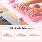 MEETION Wave Ergonomic Keyboard and Mouse Combo with Wrist Rest, Pink - Image 4