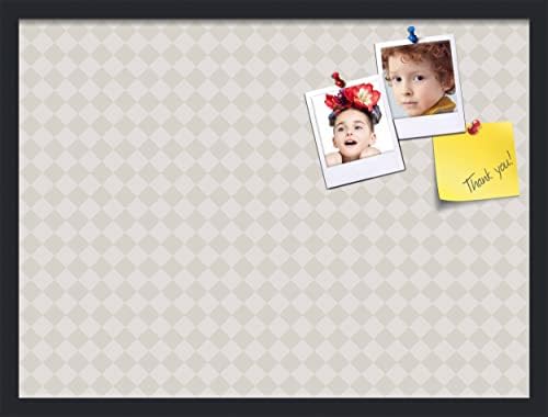 PinPix 27x20 inch Cork Bulletin Board. This Decorative Framed Pin Board Comes with Diamond Pattern in Shades of Grey Design and Satin Black. Ideal for Home, Office Decor or School (PinPix-373) by PinPixBulletinBoards