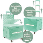 Inspired Living Collapsible Folding Utility Cart, Heavy-Duty Rolling Crate with 360° Wheels, Telescoping Handle, Hidden Lid, Holds 200 Lbs, Pale Mint - Image 3
