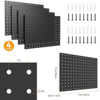 Black Peg Board Wall Organizer Heavy Duty Metal 4 Pegboard - Image 5