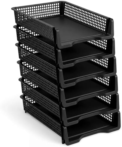 Geetery Turn in Trays Classroom, Black, Set of 6 by Geetery