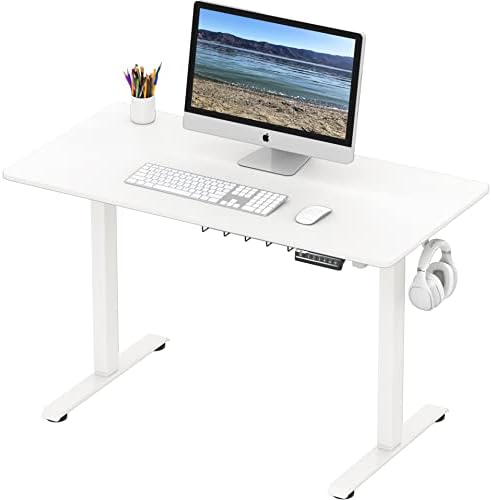 SHW 48-Inch Electric Height Adjustable Sit to Stand Desk, White - Image 4