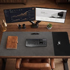 HAUTOCO Cork Desk Mat 48''x19.7'', Distressed PU Leather & Cloth Desk Pad - Image 6