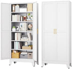 White Metal Storage Cabinet,75" Steel Cabinets for Home Office by RISTERN