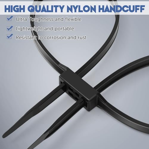 Wonderjune 30 Pcs 35.4 Inches Zip Tie Handcuff Heavy Duty 250 Lbs, Black - Image 4