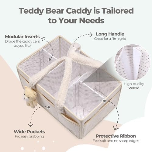 PeraBella Baby Diaper Caddy Organizer with Handle, Boy & Girl Shower Gift Basket, Portable Diaper Storage Basket Bin for Wipes, Newborn Baby Essentials Registry Search Must Haves, Car Caddy Organizer - Image 4