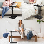 YUHFERA Sofa Armrest Tray Table for Couch - 360° Swivel Height Adjustable End for Small Spaces, Snack Side Table for Bed or Chair with Phone & Tablet Slot (Black,Standard) - Image 5