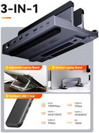 Laptop Docking Station Stand Dual 4K Monitor: QUUGE USB C Docking Station Dual Monitor for Laptop, 2 HDMI (Single 4K@120Hz), 2 USB3.0 Ports, 100W PD, RJ45 Ethernet, Universal Laptop Stand USB C Dock - Image 2