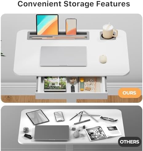 28" Mobile Standing Desk with Drawer, Portable Laptop Desk - Image 3