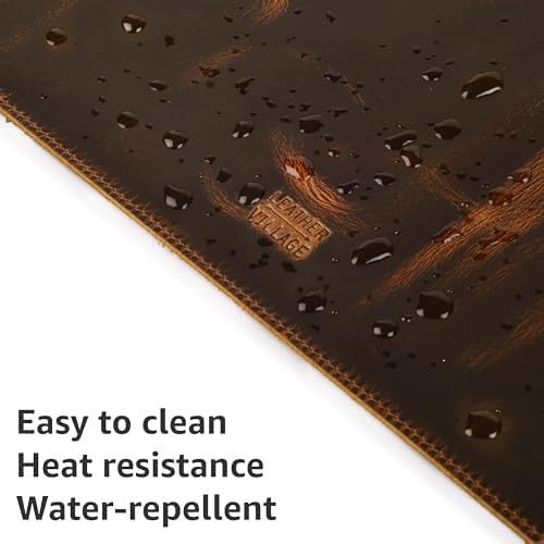 LEATHER VILLAGE Real Leather Desk Pad 3mm Thick Double Layer Desk Mat Brown. - Image 5