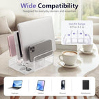 Chunful Acrylic 5-Slot Laptop Stand with Drawer, Adjustable Dividers - Image 6