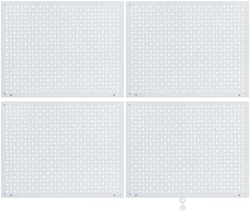 Peg Board, Heavy Duty Steel Organization Panels, Universal 1/8 and 1/4 Peg Board Accessories, Ideal for Garage Tool Storage, Pack of 4(White, 16X12) by Daanxw