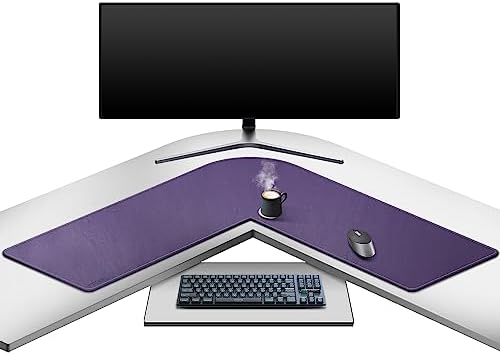 Mydours L-Shape Desk Pad, (38"+38") x13 Large PU Leather Corner Mat, Purple by Mydours
