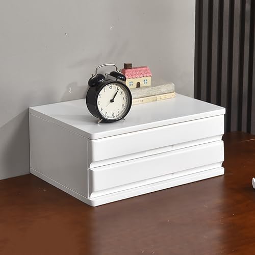Solid Wood Drawer-type Multi-layer Desktop Storage Box, Thickened Storage Drawer Organizer, Invisible Handle Cabinets, Suitable for Office Area/study/home(White,17cm/6.7in) by Unknown