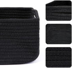 MiniArk Small Storage Baskets for Organizing | Closet Organizer Bins | Shelf Toy Basket | Woven Rope Baskets | Cube Decorative Box | Shallow Basket | 13x8.5x5.1” | 4 Packs Black - Image 2