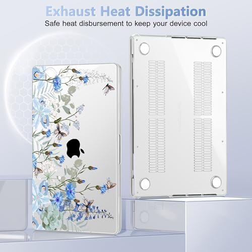 May Chen for 2026 MacBook Pro 14-inch M5 M4 M3 M2 M1 Pro/Max Chip, Release 2026 2025-2021, Model A3427 A3426 A3434 A3112 A3401 A3185, Plastic Hard Shell with Keyboard Cover, Blue Flowers - Image 5