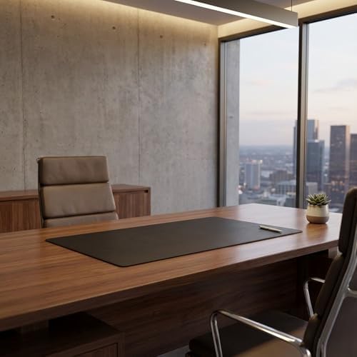 DACASSO Bonded Leather No Core Rollable Desk Mat/Pad - Luxury Leather Desk Blotter for Writing - Executive Desk Surface Protector - (Black, 36” x 17”) - Image 3