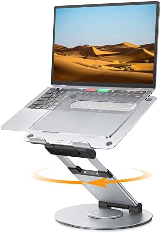 Nulaxy 18" Height Telescopic 360 Rotating Aluminum Laptop Stand Desk Silver by Nulaxy