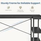 DUMOS 55" L Shaped Computer Desk, Corner Desks with Storage Shelves, Black - Image 6
