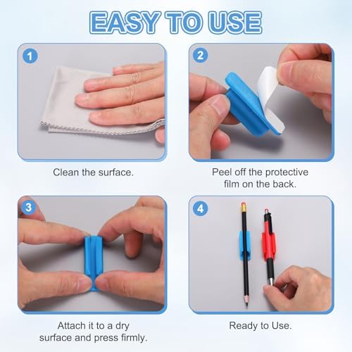PATIKIL Adhesive Pen Holders, 48 Pack Silicone Flexible, Green/Blue/Red - Image 4