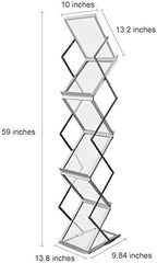 HUAZI Foldable Aluminum Magazine Rack, Portable Pop-up Display Stand, 6 Pockets, A4 Size, for Trade Shows, Office, Retail Store - Image 2