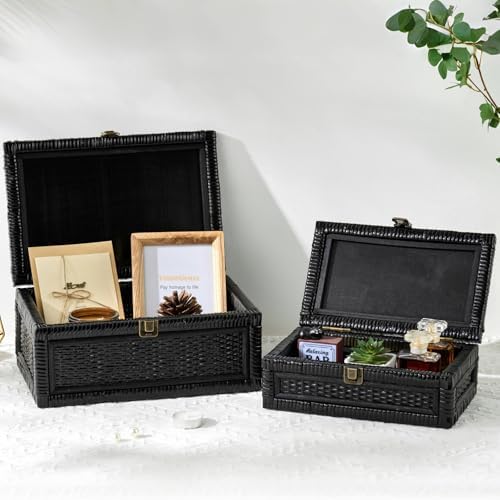 Rattan Box with Lid Decorative Natural Handmade Boho Baskets - Image 5