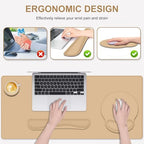 4 PCS Mouse Pad Desk Mat Protector, Keyboard Wrist Rest + Comfortable Mouse Pad Wrist Rest +Coaster, Large Gaming Mousepad for Computer Laptop, 35.4"X 15.7" Deskpad for Office Home I Sand Color - Image 2