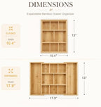 Bamboo Drawer Organizer Expandable Desk Storage Set, 10 Adjustable Compartment Junk Drawer Divider and Trays Containers for Kitchen Utensil, Office Supplies, Makeup, Jewelry & Cosmetics Organization - Image 2