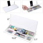 TSJ OFFICE Small Desktop Whiteboard -Glass Dry Erase Board Computer Keyboard Stand White Board Surface Pad with Drawer, Desk Organizers with Accessories for Office, Home, School Supplies - White - Image 4