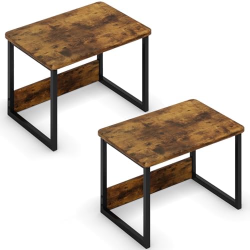 MARTY Desktop Printer Stand 2 Pack Printer Shelf for Desk Home/Office,Brown by MARTY