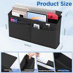 2 Pack Desk Side Hanging Organizer, Adhesive Storage Bag with Pockets for Magazine Ipad Notebook, for End Tables Home Office Desks Computer Workstations Dressing Table, Black - Image 3
