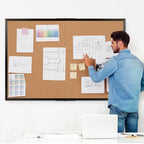 Extra Large Cork Bulletin Board 60" X 36", Foldable Notice Pin Board for Wall, Black Wood Framed 5'x3' Corkboard, Wall Mounted Noticeboard with 36 Push Pins for School, Home & Office - Image 2