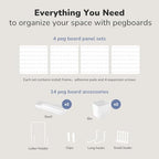 Keepo Peg Board Wall Organizer – Plastic Pegboard Panels, Modular Peg Board Storage System For Home Office, Craft Room, Gaming Setup (White, 22″×22″) - Image 3