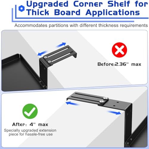 11in Office Cubicle Corner Shelf with Hooks Cubical Shelf Hanging - Image 4