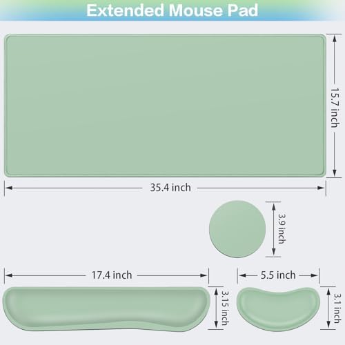 Desk Mat Green, Large Gaming Mouse Pad with Wrist Rest, 4in1 XXL - Image 5