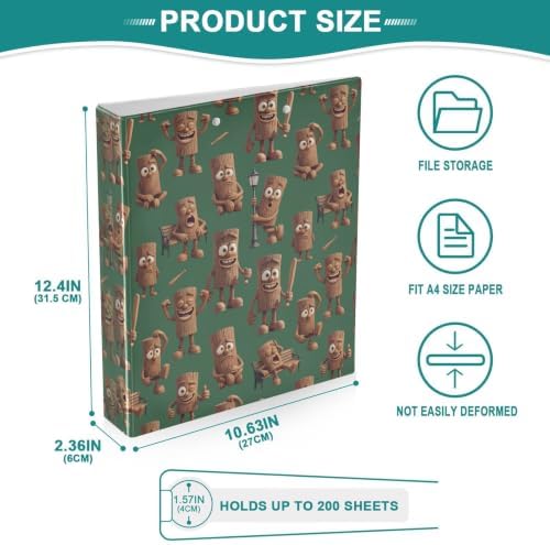 ALAZA Brainrot Tung Tung Tung Sahur (11) 3 Ring Binder 1.5 Inch Three Ring Office Binders w/clipboard & 3 Pockets, Hold 200 Sheets, 2 pcs - Image 5