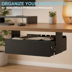 Under Desk Drawer with Lock, 13.8 Inch Slide-Out Metal Storage Drawer,Black - Image 3