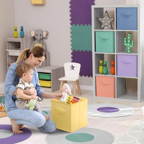 Sorbus Cube Storage Bin, Fabric, 6 Pack (13 Inch, Pastel Multi-Color) - Image 3